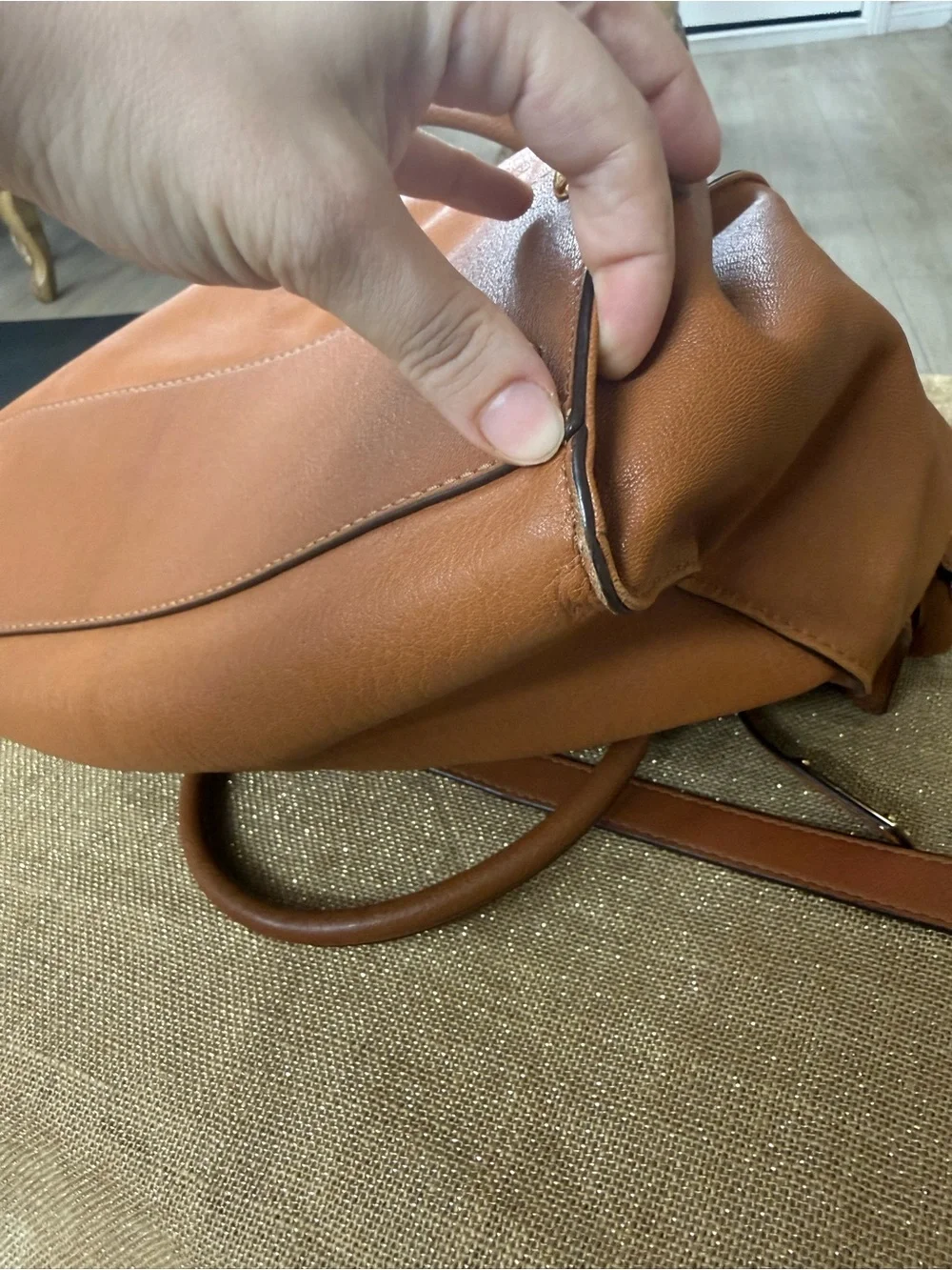 Michael Kors Hamilton Leather Satchel Luggage Brown Gold Chain Shoulder Bag